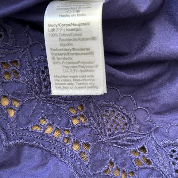 J Crew Tunic Beach Cover Up in Blue Eyelet Ruffle Tassel Lace Embroidered - Picture 6 of 6